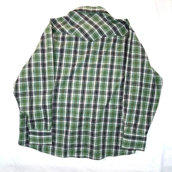 Wrangler Western Fashion Snap Shirt Mens Size XXL Vintage Long Sleeve Green Gray - Picture 13 of 13